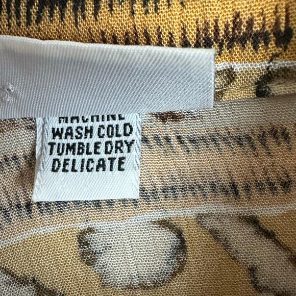 Women's VTG Alfred Dunner Neutral Safari Tropical Print Button Up Blouse 16W - Picture 5 of 5